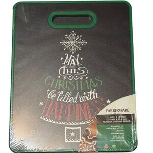 NIP Farberware 11"x14" Reversible Nonslip Cutting Board Christmas Black Green